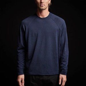 James Perse Men's Navy Blue Linen Blend Raglan Sweater Shirt Size 3 / Large